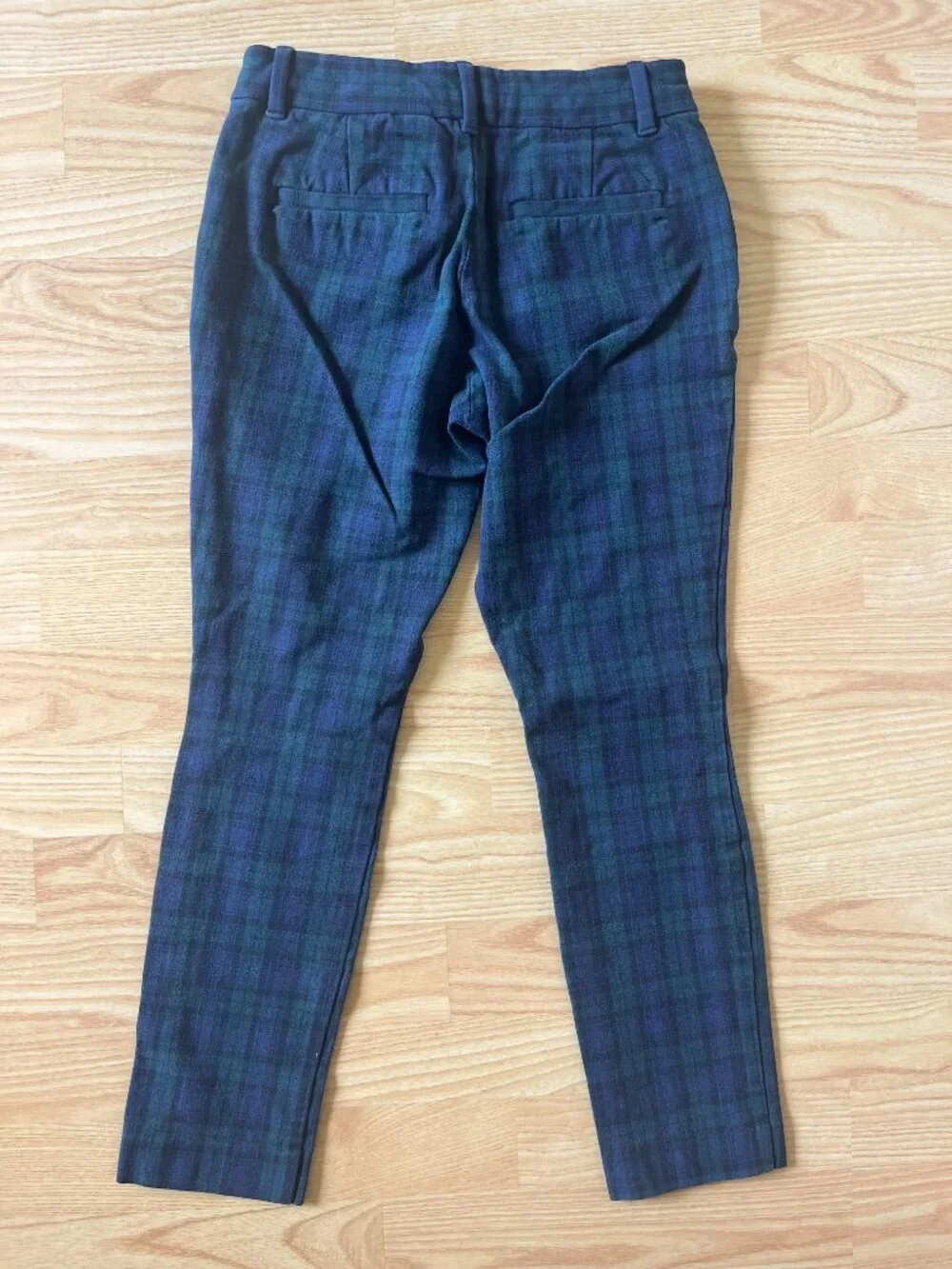 GAP Signature Skinny Ankle Pants Black Watch Plaid Navy Green Sz 00